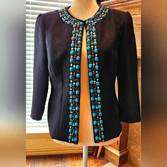 Boston Proper Jeweled Blazer Size 10 - Picture 1 of 3